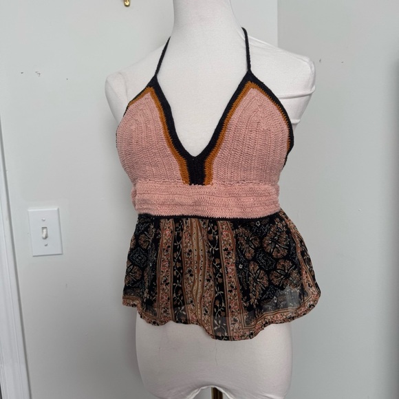 American eagle Boho Knit Halter Top S festival artsy - Picture 2 of 5